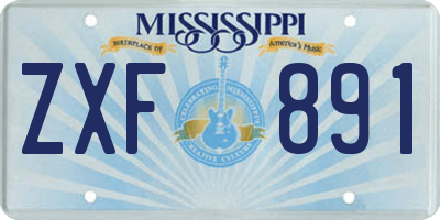 MS license plate ZXF891