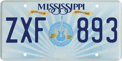 MS license plate ZXF893