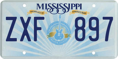 MS license plate ZXF897