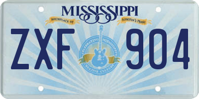 MS license plate ZXF904