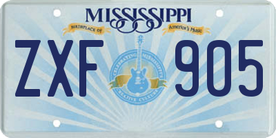 MS license plate ZXF905