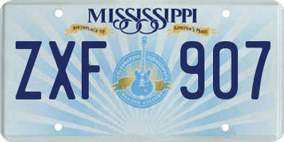 MS license plate ZXF907