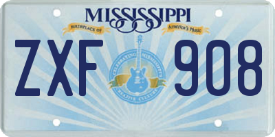 MS license plate ZXF908