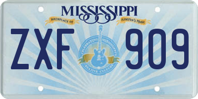 MS license plate ZXF909