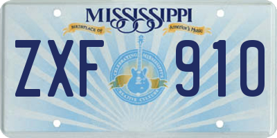 MS license plate ZXF910