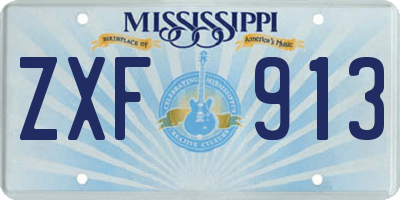 MS license plate ZXF913