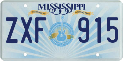 MS license plate ZXF915