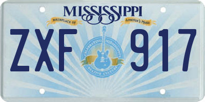 MS license plate ZXF917
