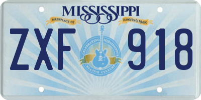 MS license plate ZXF918