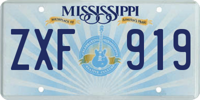 MS license plate ZXF919
