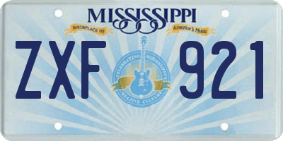 MS license plate ZXF921