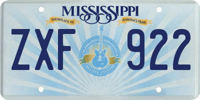 MS license plate ZXF922