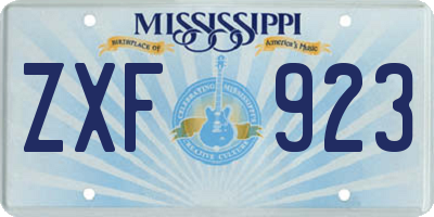 MS license plate ZXF923