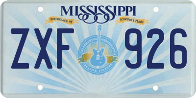 MS license plate ZXF926