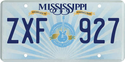 MS license plate ZXF927