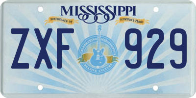 MS license plate ZXF929