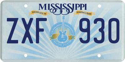 MS license plate ZXF930