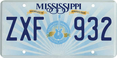 MS license plate ZXF932