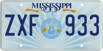 MS license plate ZXF933