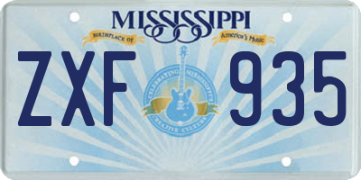 MS license plate ZXF935