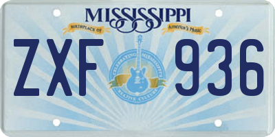 MS license plate ZXF936