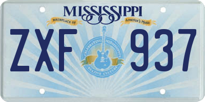 MS license plate ZXF937
