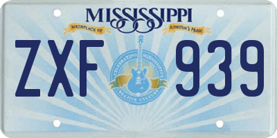 MS license plate ZXF939