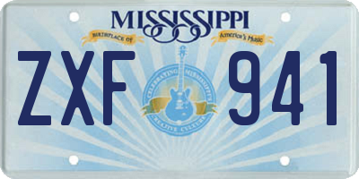 MS license plate ZXF941