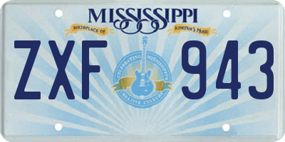 MS license plate ZXF943