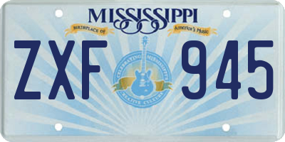 MS license plate ZXF945