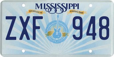 MS license plate ZXF948