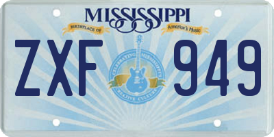 MS license plate ZXF949
