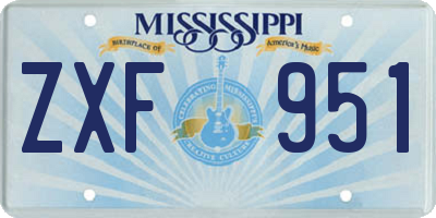 MS license plate ZXF951