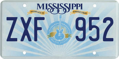 MS license plate ZXF952
