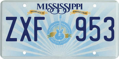 MS license plate ZXF953