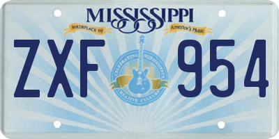 MS license plate ZXF954