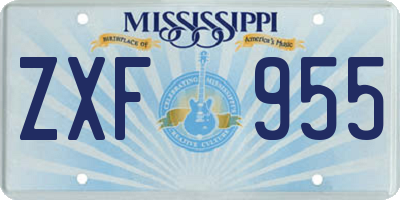 MS license plate ZXF955