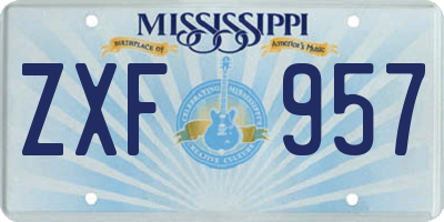 MS license plate ZXF957