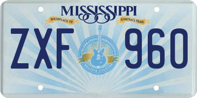 MS license plate ZXF960