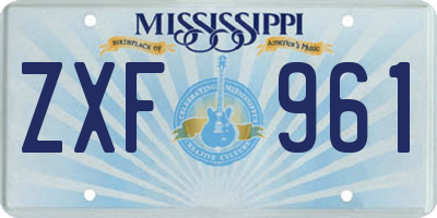 MS license plate ZXF961