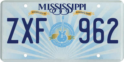 MS license plate ZXF962