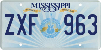 MS license plate ZXF963