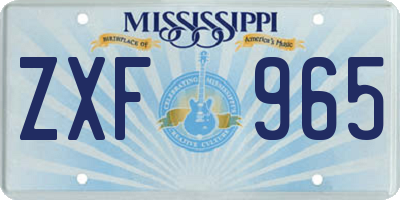 MS license plate ZXF965