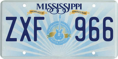 MS license plate ZXF966