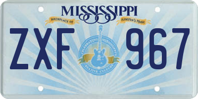 MS license plate ZXF967