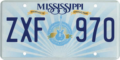 MS license plate ZXF970