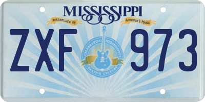 MS license plate ZXF973