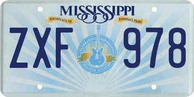 MS license plate ZXF978
