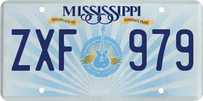 MS license plate ZXF979
