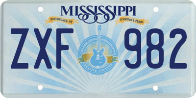 MS license plate ZXF982